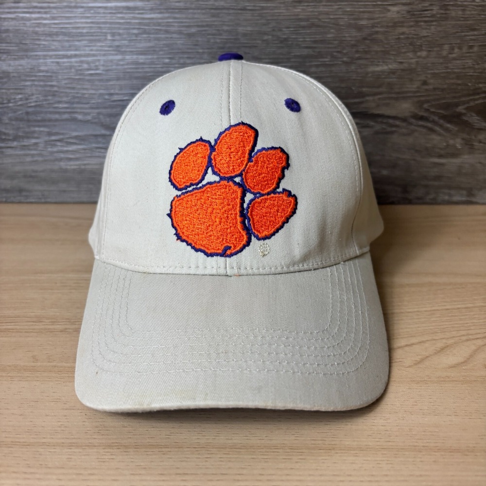 Vintage Clemson Tigers Hat Cap Strap Back Beige NCAA College Adjustable